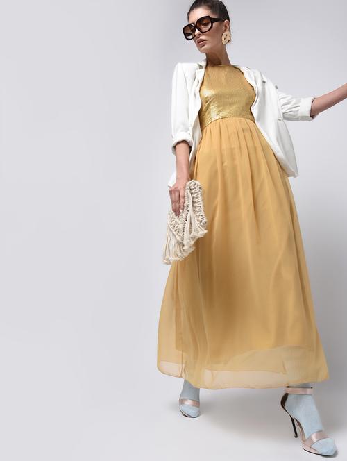 gathered waist sequined maxi dress - 15908195 - Very Small Image - 1