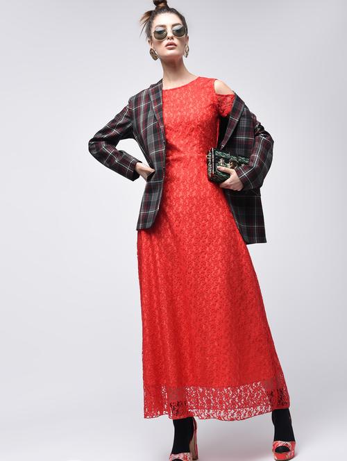 cut out back laced maxi dress - 15908198 - Very Small Image - 1