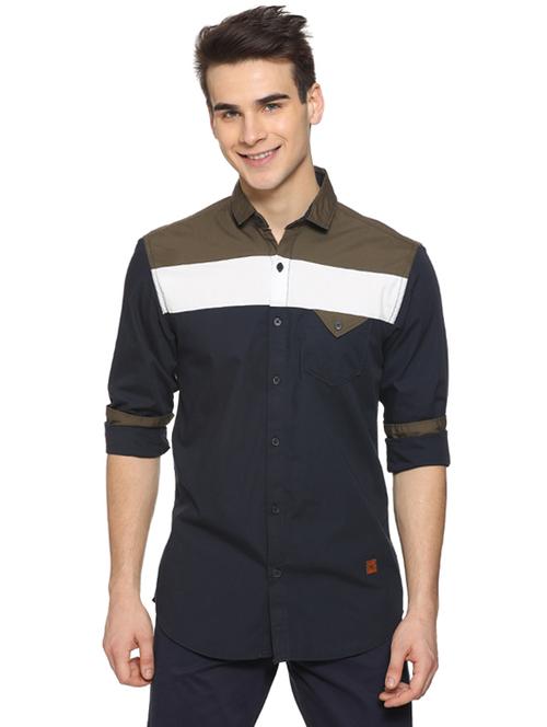 mens color block casual shirt - 15919694 - Very Small Image - 1