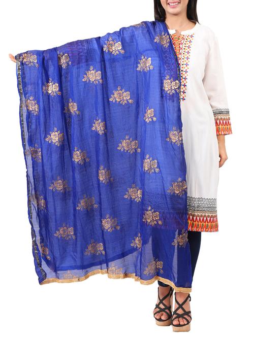 block printed silk dupatta - 15936477 - Very Small Image - 1