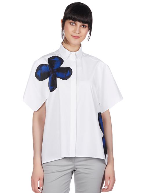 graphic print concealed placket shirt - 15958759 - Very Small Image - 1