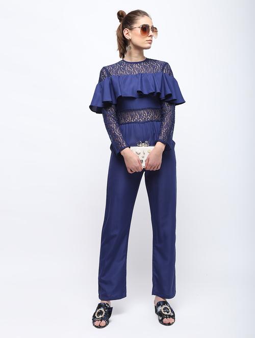 sheer panel ruffled jumpsuit - 15959294 - Very Small Image - 1