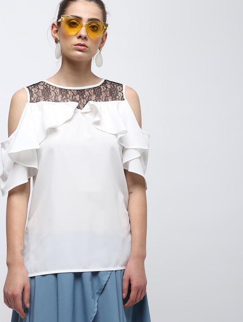 women's ruffle round neck top - 15959306 - Very Small Image - 1
