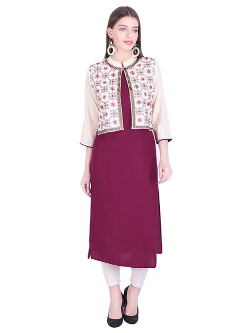 straight kurta with embroidered jacket - 15962885 - Very Small Image - 1