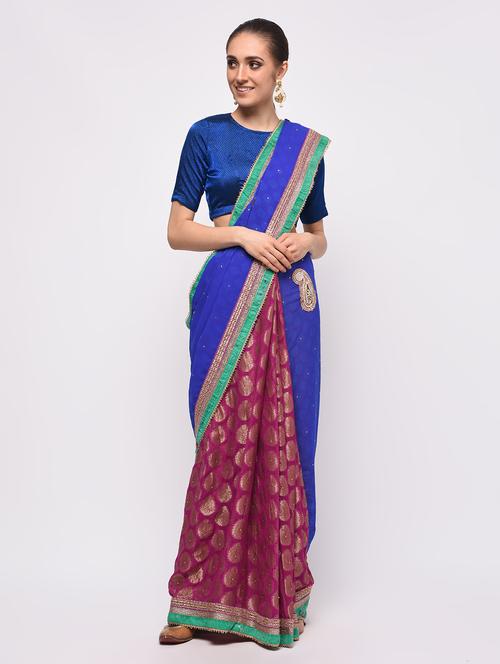 stone work saree with blouse - 16000740 - Very Small Image - 1