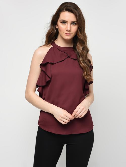 keyhole back ruffle top - 16009024 - Very Small Image - 1