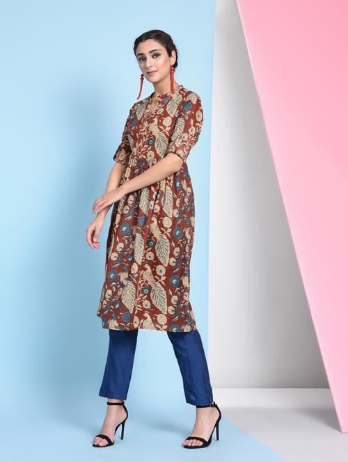 kalamkari flared kurta - 16012420 - Very Small Image - 1