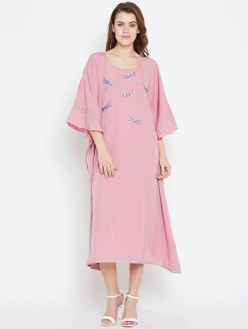 lace detail embroidered sequined kaftan dress - 16015876 - Very Small Image - 1