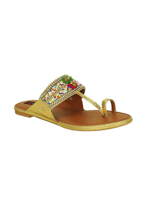 gold synthetic ethnic kolhapuris - 16054304 - Very Small Image - 1