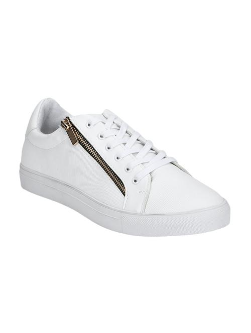 white leatherette lace up sneakers - 16062876 - Very Small Image - 1