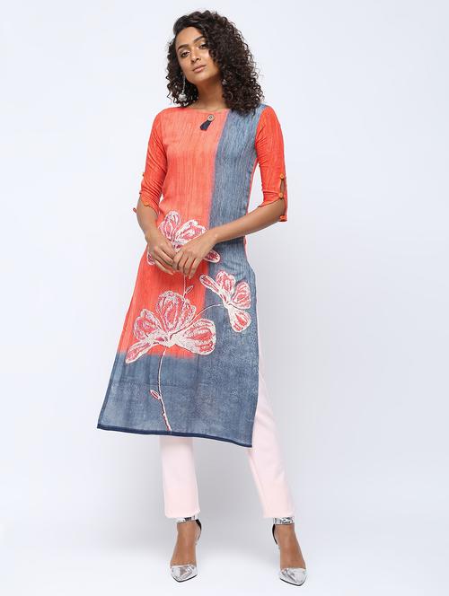 digital floral printed straight kurta - 16067017 - Very Small Image - 1