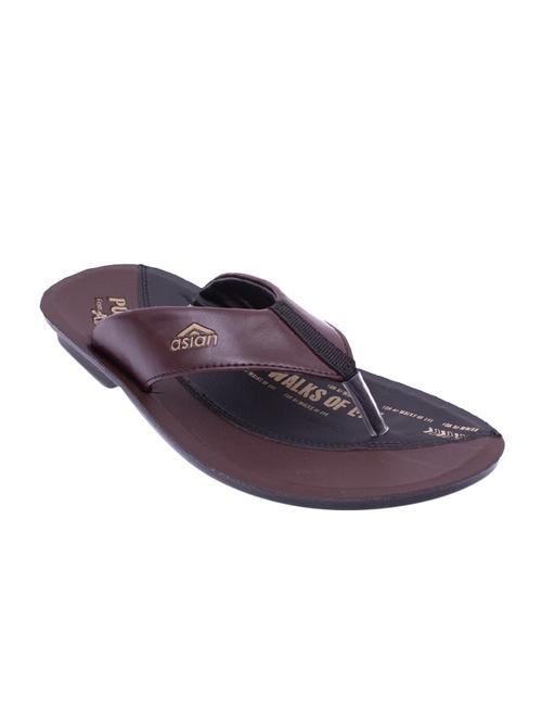 brown leatherette toe separator slippers - 16092689 - Very Small Image - 1