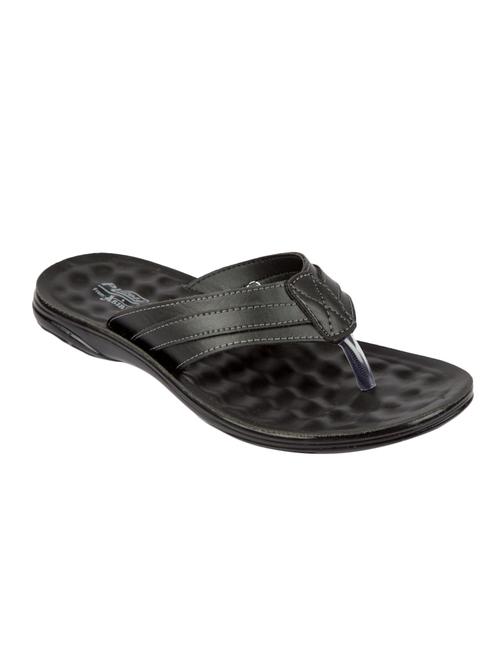 black leatherette toe separator slippers - 16092694 - Very Small Image - 1