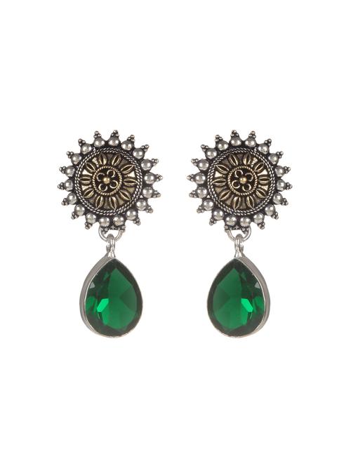 green metal drop earring - 16100754 - Very Small Image - 1