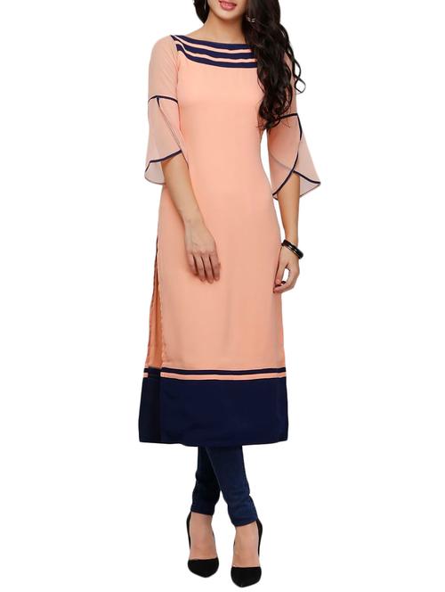 contrast solid straight kurta - 16110652 - Very Small Image - 1