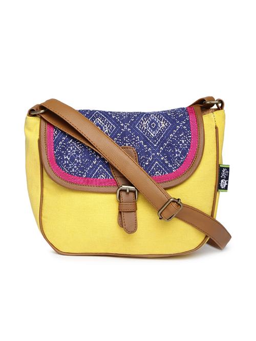 yellow cotton regular sling bag - 16130079 - Very Small Image - 1
