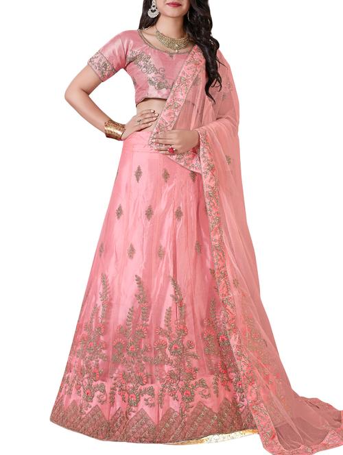 embroidered a-line lehenga - 16136555 - Very Small Image - 1