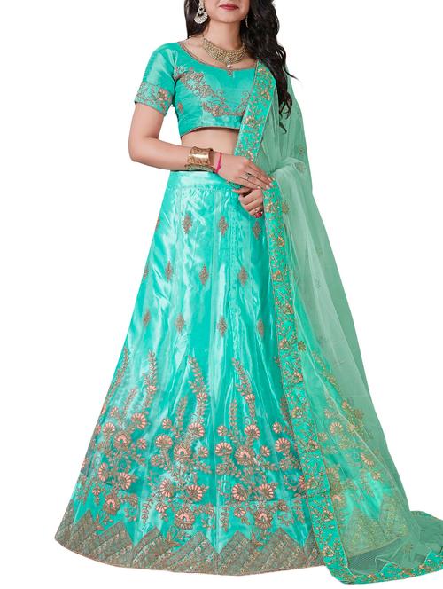 embroidered a-line lehenga - 16136557 - Very Small Image - 1