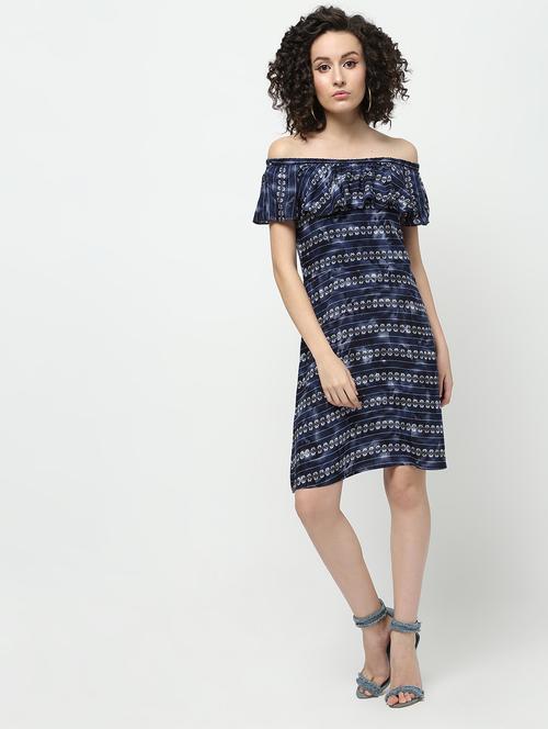 printed off shoulder dress - 16139940 - Very Small Image - 1