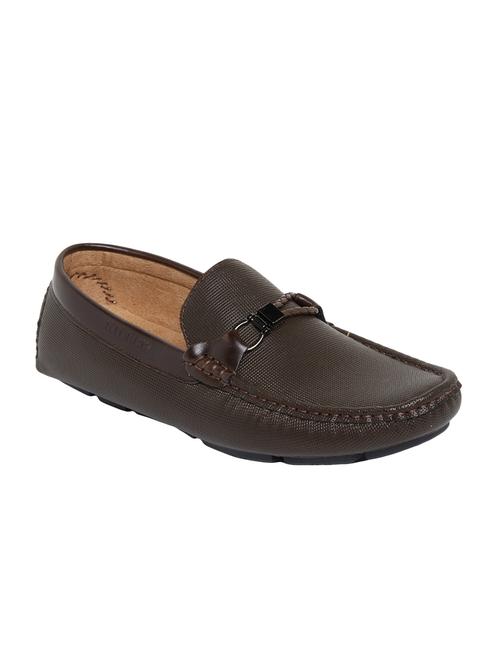 brown leatherette slip on loafers - 16141541 - Very Small Image - 1