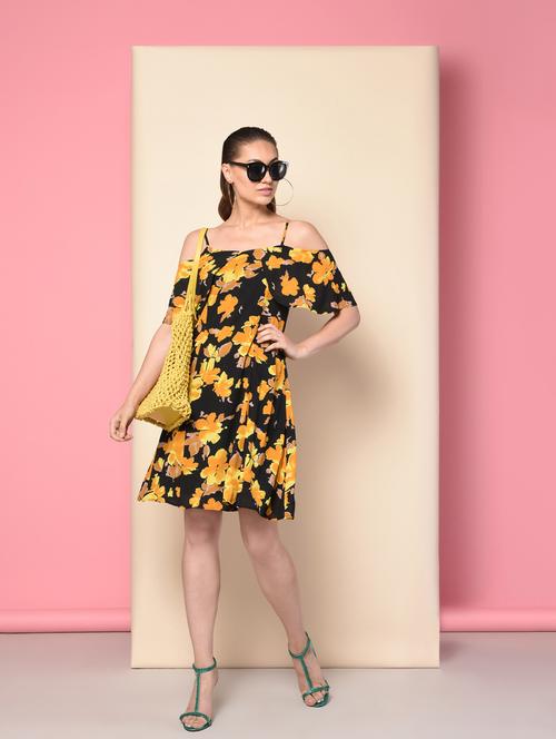floral pleated a-line dress - 16157844 - Very Small Image - 1
