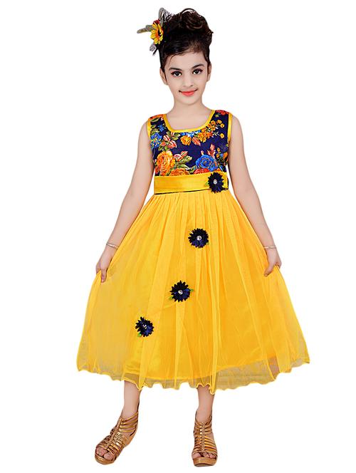 yellow net frock - 16203338 - Very Small Image - 1