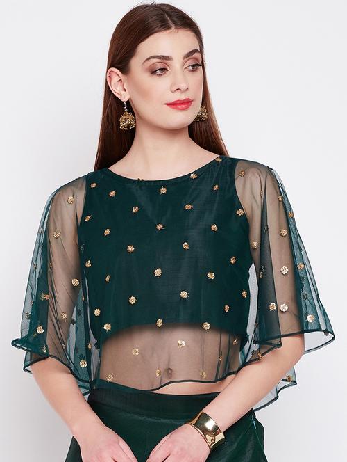 green dupion embroidered blouse - 16228278 - Very Small Image - 1