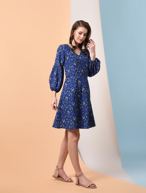ditsy floral pleat detail a-line dress - 16237061 - Very Small Image - 1