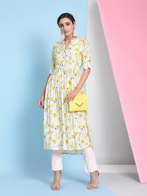 floral printed flared kurta - 16270510 - Very Small Image - 1