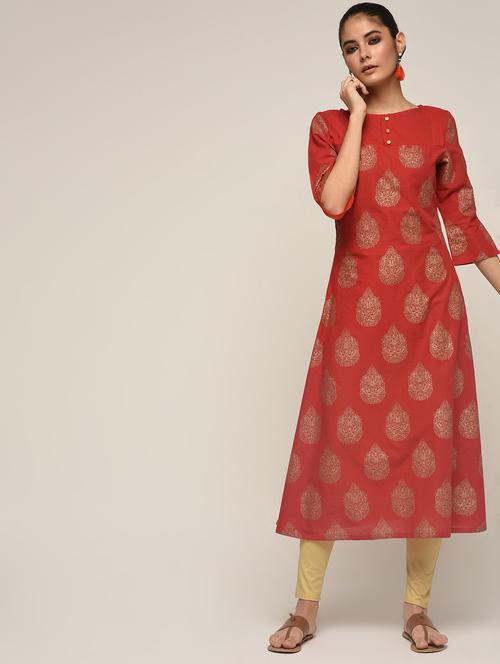 block print a-line kurta - 16271586 - Very Small Image - 1