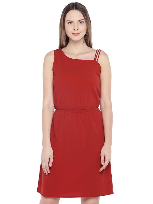 crimson solid blouson dress - 16274255 - Very Small Image - 1