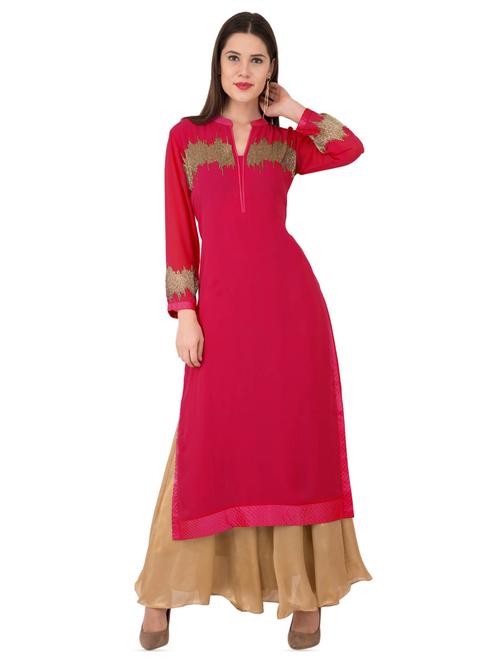 foil printed straight kurta - 16282418 - Very Small Image - 1