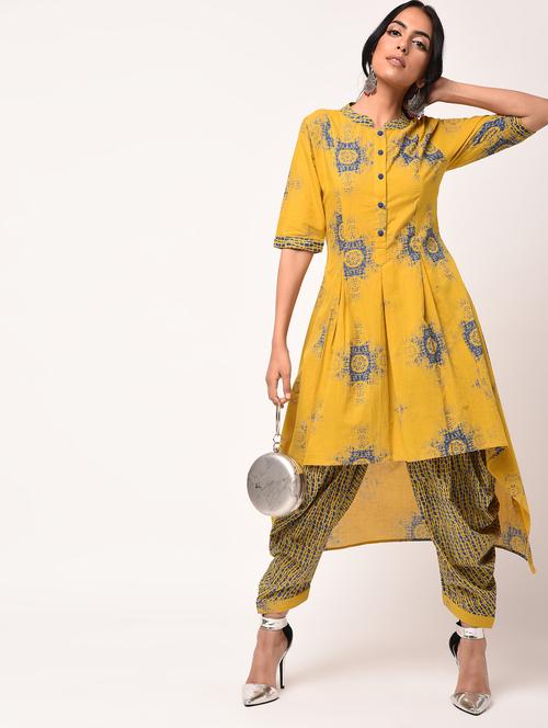 high-low kurta with cowl salwar set - 16283629 - Very Small Image - 1