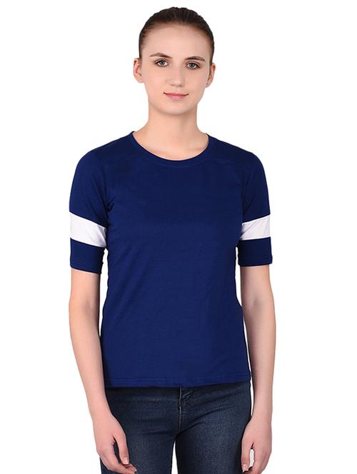 women's color block round neck t-shirt - 16283728 - Very Small Image - 1