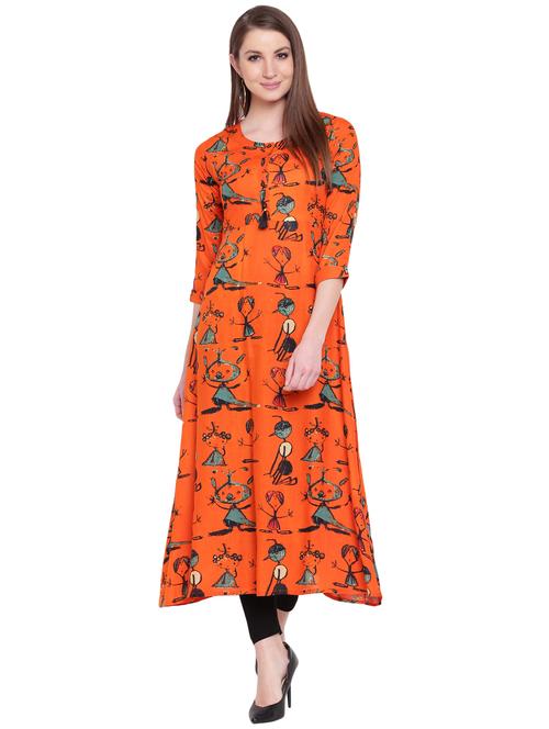 conversational printed a-line kurta - 16296492 - Very Small Image - 1