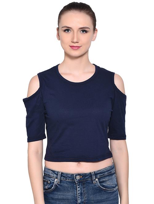 women's crop round neck top - 16331310 - Very Small Image - 1