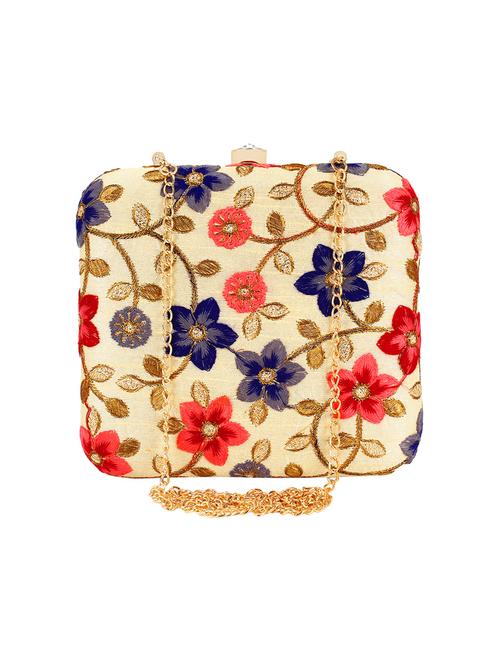 beige cotton polyester blend box clutch - 16357201 - Very Small Image - 1