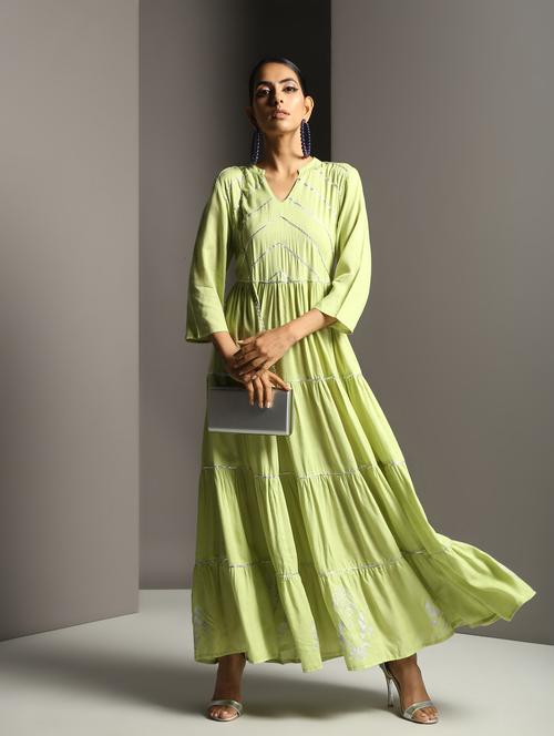gota work tiered kurta - 16378855 - Very Small Image - 1
