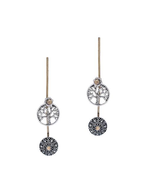 silver brass drop earring - 16419069 - Very Small Image - 1