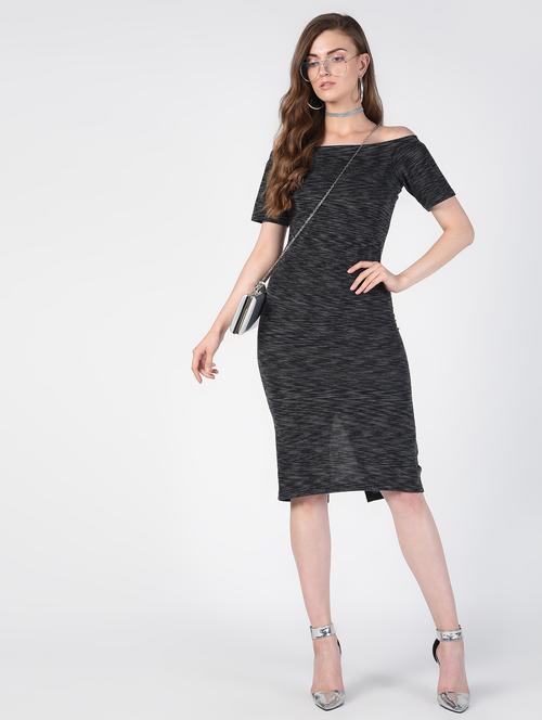 off shoulder melange sheath dress - 16422340 - Very Small Image - 1