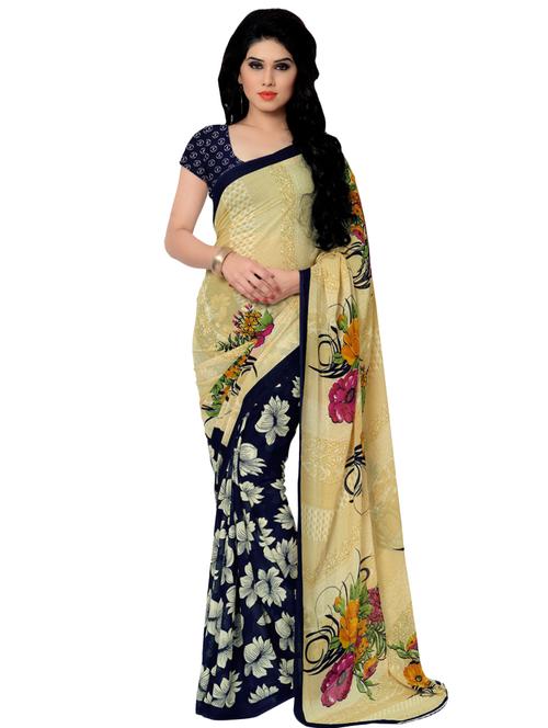 floral printed half & half saree with blouse - 16426831 - Very Small Image - 1