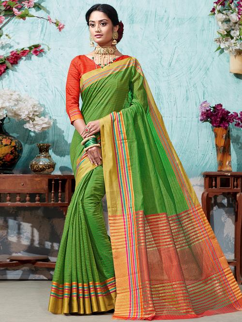 women's self design green colored saree with blouse - 16428479 - Very Small Image - 1