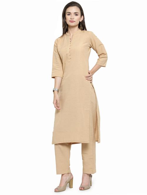 solid straight kurta pant set - 16463526 - Very Small Image - 1