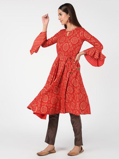 bandhani flared kurta - 16520023 - Very Small Image - 1