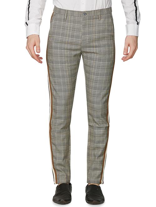 grey checkered flat front casual trouser - 16532474 - Very Small Image - 1