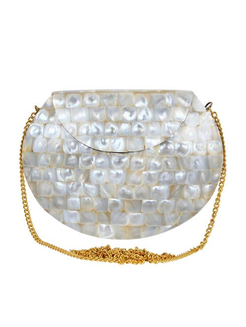 white metal structured clutch - 16550309 - Very Small Image - 1