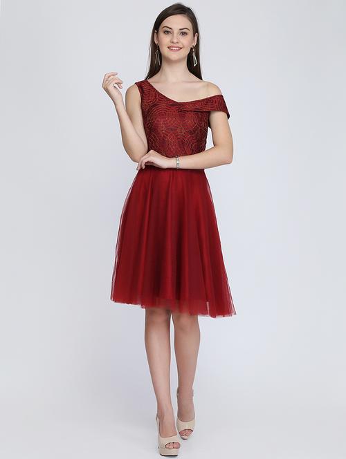 single off shoulder skater dress - 16613809 - Very Small Image - 1