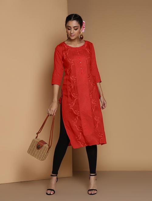 embroidered straight kurta - 16631092 - Very Small Image - 1