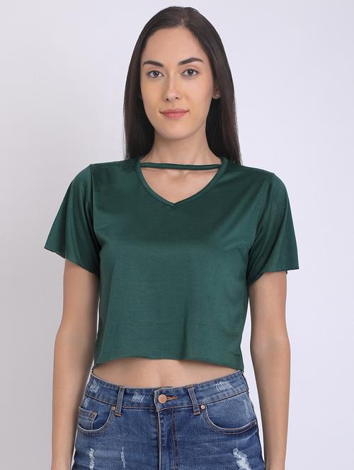 keyhole neck solid crop top - 16675222 - Very Small Image - 1