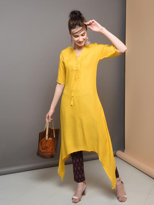 solid asymmetric kurta - 16680664 - Very Small Image - 1